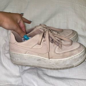 light pink suede airforces (platform)